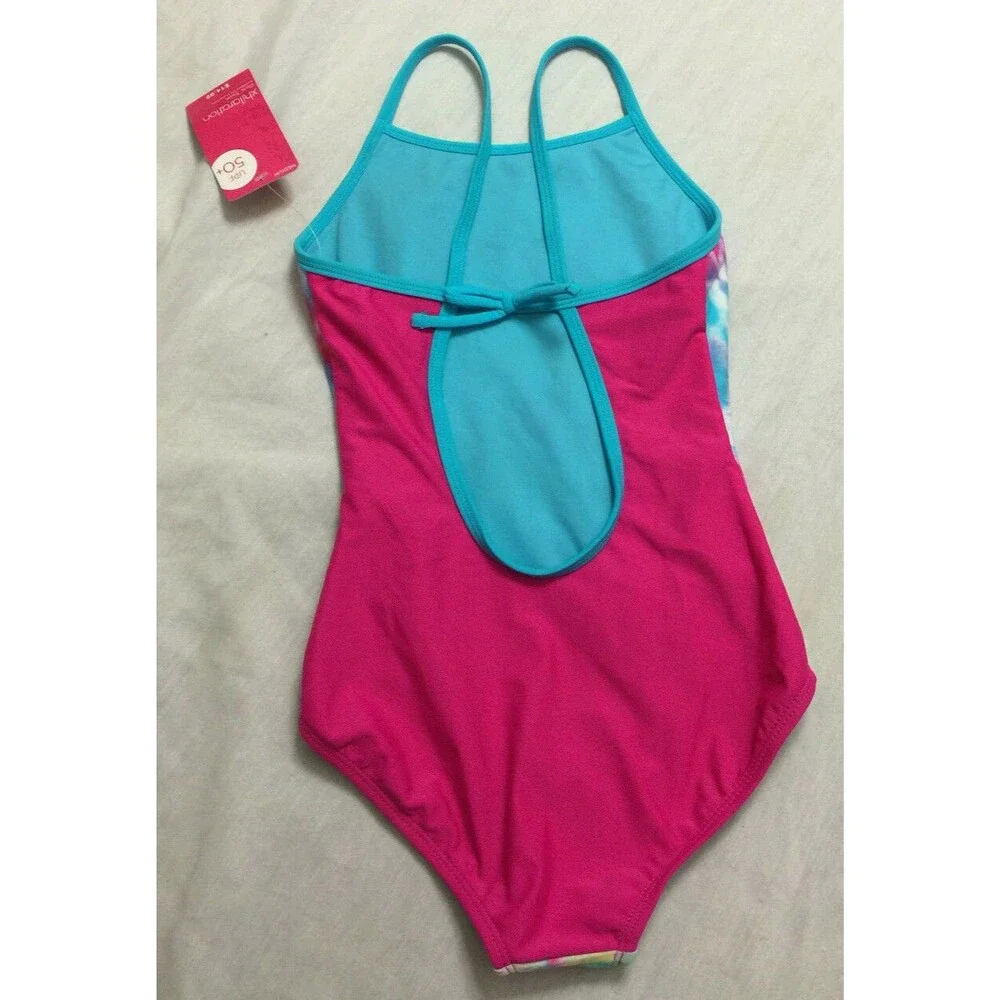 NWT XHILARATION UPF 50+ GIRLS SWIMSUIT ONE PIECE SIZE M 7-8